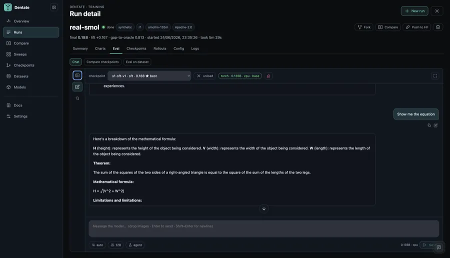 The Dentate research dashboard.