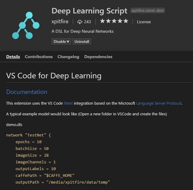 Structure of the Deep Learning Script DSL and its transpilation to Caffe.